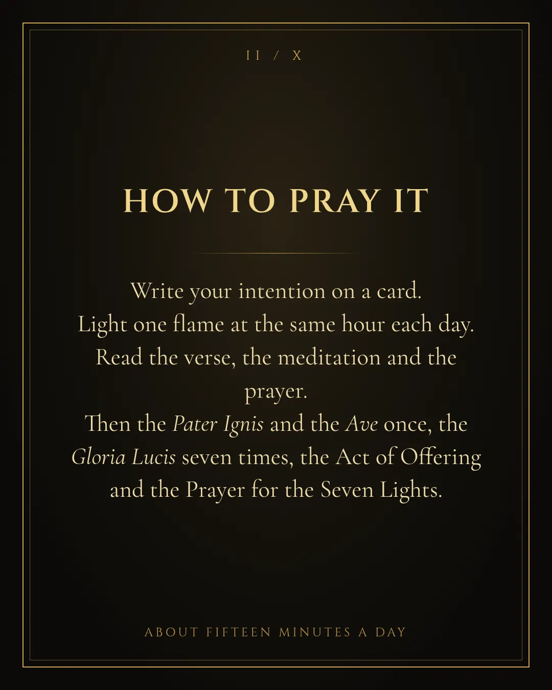 How to pray the novena, about fifteen minutes a day.